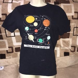 Gap kids XXL the solar system tee black with multi planet colors stained 💕